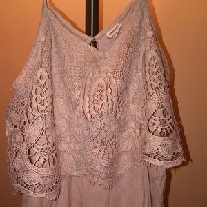 light pink crochet romper